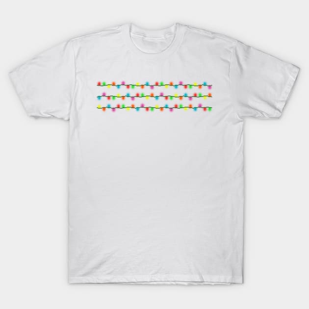 String of Pixel Glowing Christmas Lights (White) T-Shirt by gkillerb